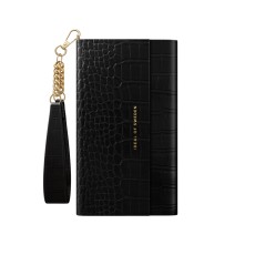 iDeal of Sweden Signature SS20 Clutch priekš Apple iPhone 12 Pro Max - Jet Black Croco - mākslīgās ādas grāmatveida maks rokassomas veidā ar siksniņu
