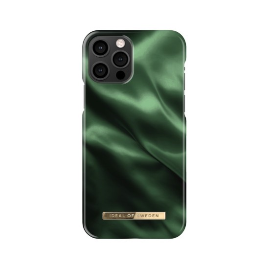iDeal of Sweden Fashion AW19 Back Case priekš Apple iPhone 12 / 12 Pro - Emerald Satin - plastikāta aizmugures apvalks ar iebūvētu metālisku plāksni / bampers-vāciņš