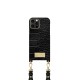 iDeal of Sweden Atelier Necklace SS22 Back Case priekš Apple iPhone 12 / 12 Pro - Black Croco - mākslīgās ādas aizmugures apvalks ar siksniņu un somiņu priekš AirPods / bampers-vāciņš