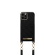 iDeal of Sweden Atelier Necklace AW21 Back Case priekš Apple iPhone 12 / 12 Pro - Embossed Black - mākslīgās ādas aizmugures apvalks ar siksniņu / bampers-vāciņš