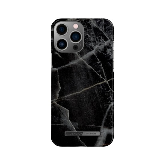 iDeal of Sweden Fashion AW21 Back Case priekš Apple iPhone 13 Pro Max - Black Thunder Marble - plastikāta aizmugures apvalks ar iebūvētu metālisku plāksni / bampers-vāciņš