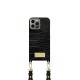 iDeal of Sweden Atelier Necklace SS22 Back Case priekš Apple iPhone 13 Pro Max - Black Croco - mākslīgās ādas aizmugures apvalks ar siksniņu un somiņu priekš AirPods / bampers-vāciņš