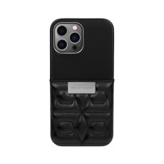 iDeal of Sweden Statement AW21 Back Case priekš Apple iPhone 13 Pro Max - Quilted Black - mākslīgās ādas aizmugures apvalks ar kabatiņu / bampers-vāciņš