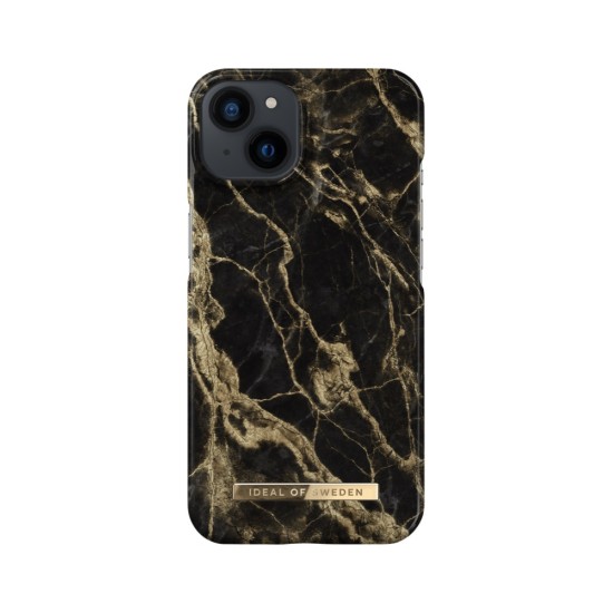 iDeal of Sweden Fashion SS20 Back Case priekš Apple iPhone 13 - Golden Smoke Marble - plastikāta aizmugures apvalks ar iebūvētu metālisku plāksni / bampers-vāciņš