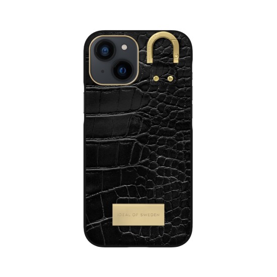 iDeal of Sweden Atelier SS22 Back Case priekš Apple iPhone 13 mini - Black Croco - mākslīgās ādas aizmugures apvalks ar iebūvētu metālisku plāksni / bampers-vāciņš