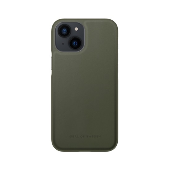 iDeal of Sweden Atelier AW21 Back Case priekš Apple iPhone 13 mini - Intense Khaki - mākslīgās ādas aizmugures apvalks ar iebūvētu metālisku plāksni / bampers-vāciņš