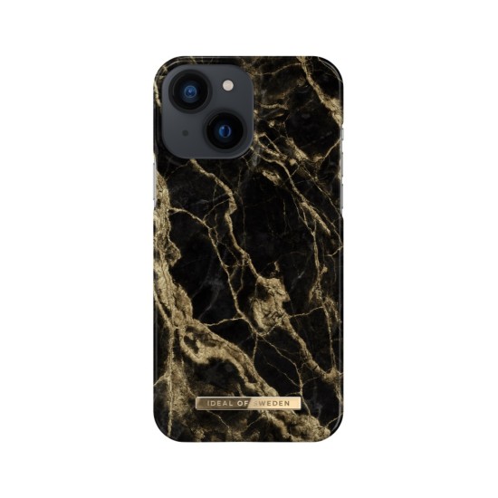 iDeal of Sweden Fashion SS20 Back Case priekš Apple iPhone 13 mini - Golden Smoke Marble - plastikāta aizmugures apvalks ar iebūvētu metālisku plāksni / bampers-vāciņš