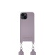 iDeal of Sweden Athena Necklace AS22 Back Case priekš Apple iPhone 13 mini - Lavender - mākslīgās ādas aizmugures apvalks ar siksniņu un Airpods somiņu / bampers-vāciņš