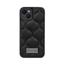 iDeal of Sweden Atelier AG22 Back Case priekš Apple iPhone 14 - Puffy Black - mākslīgās ādas aizmugures apvalks ar turētāju / bampers-vāciņš