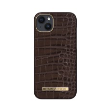 iDeal of Sweden Atelier AG22 Back Case priekš Apple iPhone 14 Plus - Deep Walnut Croco - mākslīgās ādas aizmugures apvalks ar iebūvētu metālisku plāksni / bampers-vāciņš