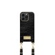 iDeal of Sweden Atelier Necklace SS22 Back Case priekš Apple iPhone 14 Pro - Black Croco - mākslīgās ādas aizmugures apvalks ar siksniņu un somiņu priekš AirPods / bampers-vāciņš