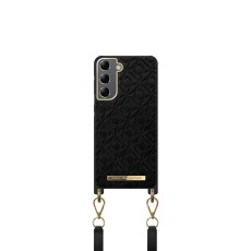 iDeal of Sweden Atelier Necklace AW21 Back Case priekš Samsung Galaxy S21 Plus G996 - Embossed Black - mākslīgās ādas aizmugures apvalks ar siksniņu / bampers-vāciņš