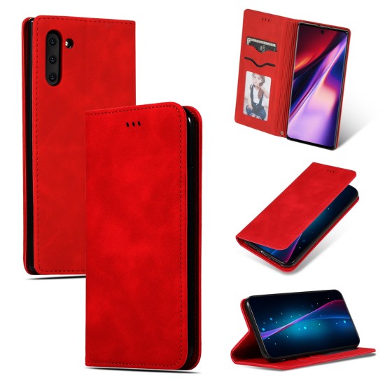 Business Style Book Case priekš Xiaomi Redmi Note 12 4G - Sarkans - sāniski atverams mākslīgas ādas maciņš ar stendu