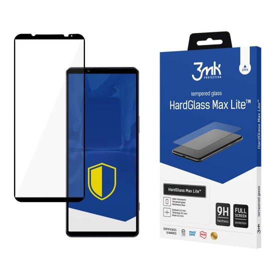 3MK HardGlass Max Lite Tempered Glass protector priekš Sony Xperia 1 V - Melns - ekrāna aizsargstikls / bruņu stikls