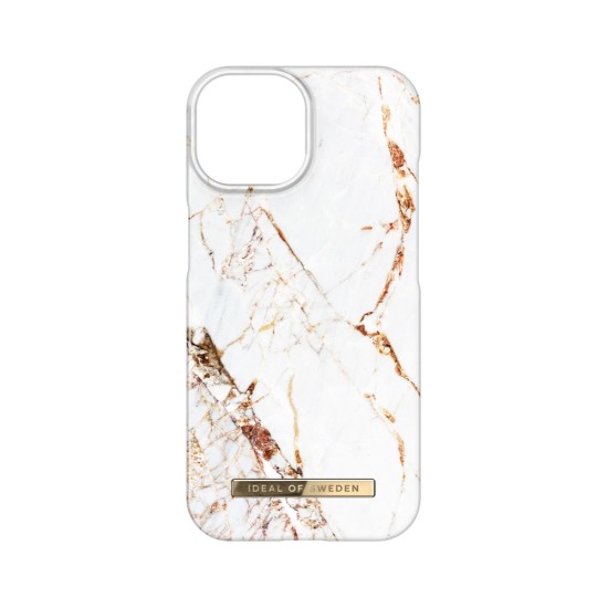 iDeal of Sweden Fashion AW23 Back Case priekš Apple iPhone 15 - Carrara Gold - plastikāta aizmugures apvalks ar iebūvētu metālisku plāksni / bampers-vāciņš