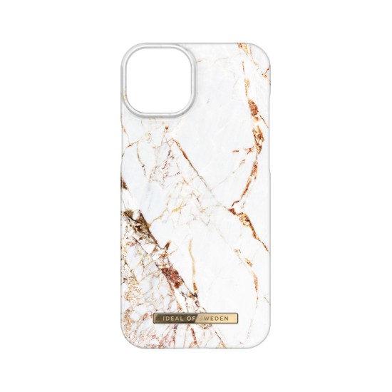 iDeal of Sweden Fashion AW23 Back Case priekš Apple iPhone 15 Plus - Carrara Gold - plastikāta aizmugures apvalks ar iebūvētu metālisku plāksni / bampers-vāciņš