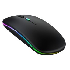 RGB Dual Channel Li-on Wireless / Bluetooth (3.0/5.2) Optical Mouse 2.4G / 1600 DPI - Melna - Bezvadu datorpele