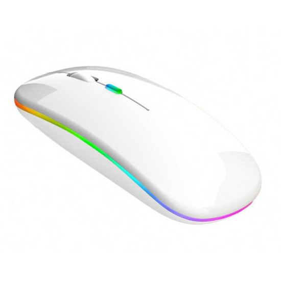 RGB Dual Channel Li-on Wireless / Bluetooth (3.0/5.2) Optical Mouse 2.4G / 1600 DPI - Balta - Bezvadu datorpele