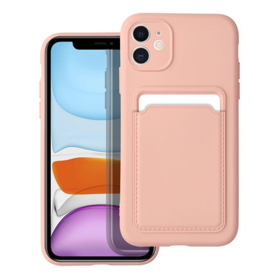 Forcell Card Back Case priekš Samsung Galaxy A14 4G A145 / A14 5G A146 - Rozā - silikona aizmugures apvalks ar kabatiņu / bampers-vāciņš