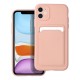 Forcell Card Back Case priekš Samsung Galaxy A14 4G A145 / A14 5G A146 - Rozā - silikona aizmugures apvalks ar kabatiņu / bampers-vāciņš