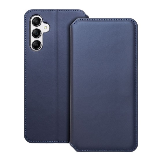 Dual Pocket Book Case priekš Samsung Galaxy A14 4G A145 / A14 5G A146 - Tumši Zils - sāniski atverams maciņš / grāmatveida maks ar divām kabatiņām