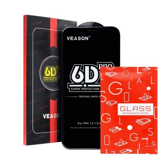 Veason 6D Full Glue Oleophobic Tempered Glass screen protector priekš Samsung Galaxy A14 4G A145 / A14 5G A146 - Melns - Ekrāna Aizsargstikls / Bruņota Stikla Aizsargplēve
