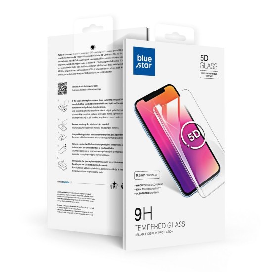 BlueStar 5D Full Glue Tempered Glass screen protector priekš Apple iPhone 12 mini - Melns - Ekrāna Aizsargstikls / Bruņota Stikla Aizsargplēve
