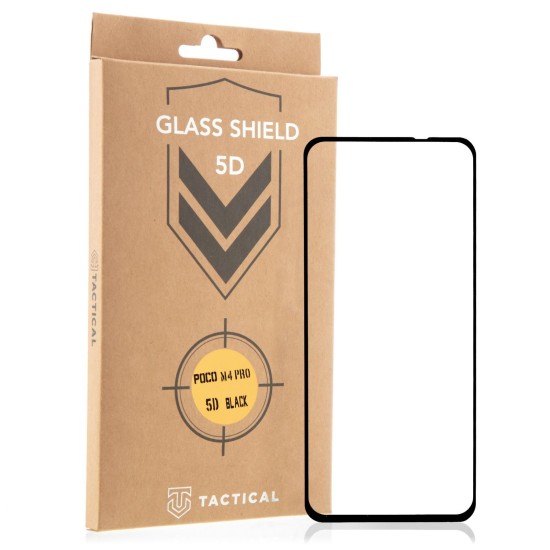 Tactical 5D Full Glue Tempered Glass screen protector priekš Xiaomi Poco M4 Pro 4G - Melns - Ekrāna Aizsargstikls / Bruņota Stikla Aizsargplēve