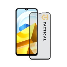 Tactical 5D Full Glue Tempered Glass screen protector priekš Xiaomi Poco M5 - Melns - Ekrāna Aizsargstikls / Bruņota Stikla Aizsargplēve