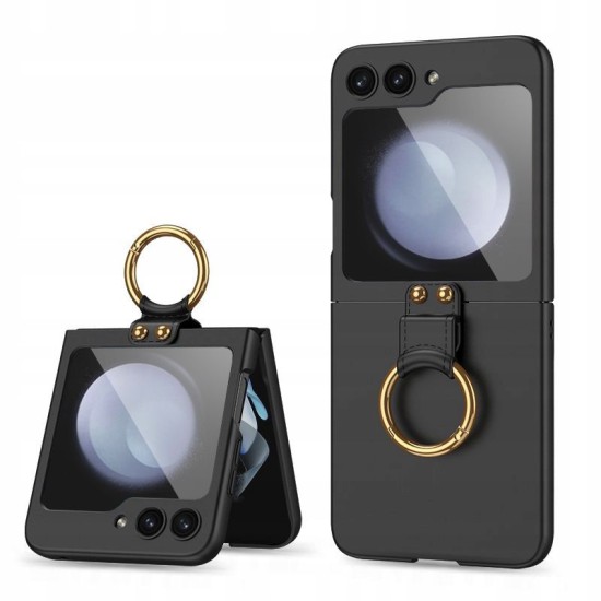 Tech-Protect Icon Ring Case priekš Samsung Galaxy Flip5 5G - Melns - plastikāta aizmugures apvalks ar gredzenu-turētāju / vāciņš