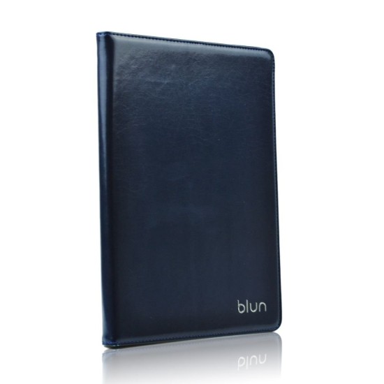 Blun Universal Book Case Stand Cover priekš 12.4 inch Tablet PC - Tumši Zils - Universāls sāniski atverams maks planšetdatoriem ar stendu (ādas grāmatiņa, leather book wallet case cover stand)