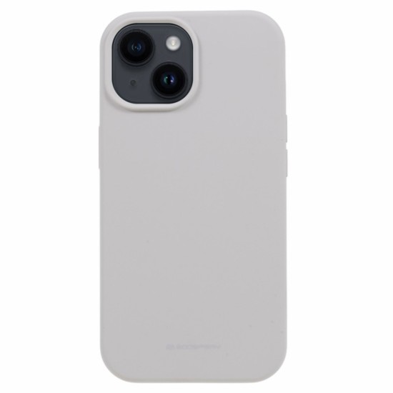 Mercury Silicone Case (Microfiber Soft Touch) priekš Apple iPhone 15 - Pelēks - matēts silikona aizmugures apvalks (bampers vāciņš)
