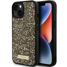 Guess Rhinestone Metal Logo Collection Back Case GUHCP15SPFGSBSD priekš Apple iPhone 15 - Dzeltens - silikona-plastikāta aizmugures apvalks / bampers-vāciņš