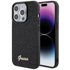 Guess Disco Metal Script Collection Back Case GUHCP15XPMSDGSK priekš Apple iPhone 15 Pro Max - Melns - silikona-plastikāta aizmugures apvalks / bampers-vāciņš