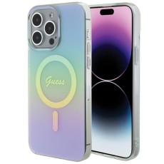 Guess IML Iridescent MagSafe Collection Back Case GUHMP15LHITSQ priekš Apple iPhone 15 Pro - Tirkīzs - silikona-plastikāta aizmugures apvalks / bampers-vāciņš