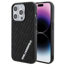 Karl Lagerfeld 3D Rubber Multi Logo series Back Case KLHCP15L3DMKRLK priekš Apple iPhone 15 Pro - Melns - silikona-plastikāta aizmugures apvalks / bampers-vāciņš