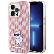 Karl Lagerfeld Monogram Choupette series Back Case KLHCP15LHNCMKLP priekš Apple iPhone 15 Pro - Rozā - silikona-plastikāta aizmugures apvalks / bampers-vāciņš