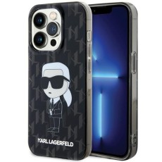 Karl Lagerfeld Monogram Ikonik series Back Case KLHCP15LHNKMKLK priekš Apple iPhone 15 Pro - Melns - silikona-plastikāta aizmugures apvalks / bampers-vāciņš