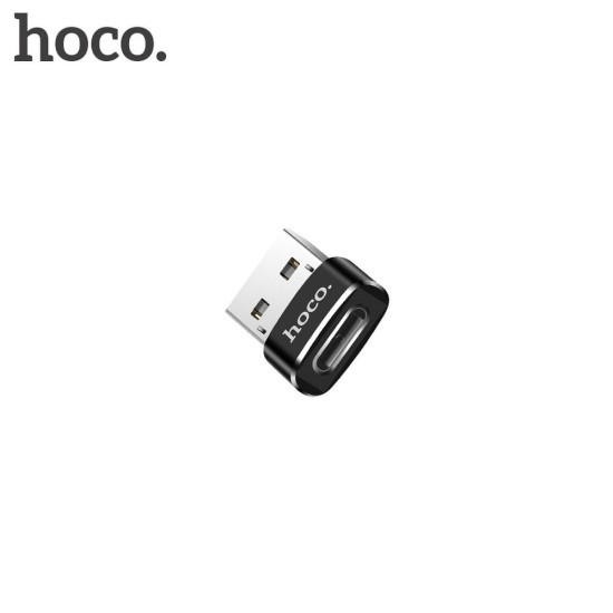 HOCO Adapter USB OTG Male to Type-C Female - Melns - adapteris telefoniem vai planšetdatoriem ar USB ieeju / konektoru