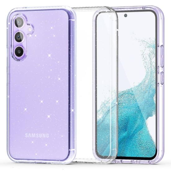 Tech-Protect FlexAir Hybrid Glitter Back Case priekš Samsung Galaxy A34 5G A346 - Caurspīdīgs / Spīdumi - aizmugures apvalks / bampers-vāciņš