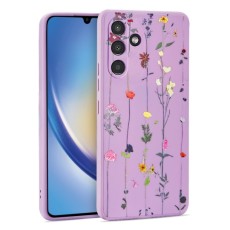 Tech-Protect Mood Series Back Case для Samsung Galaxy A34 5G A346 - Фиолетовый / Сад - силиконовый чехол-накладка / бампер-крышка