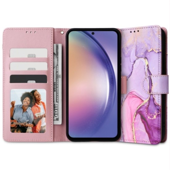 Tech-Protect Wallet Book Case priekš Samsung Galaxy A54 5G A546 - Marmors - sāniski atverams maciņš ar magnētu un stendu / grāmatveida maks