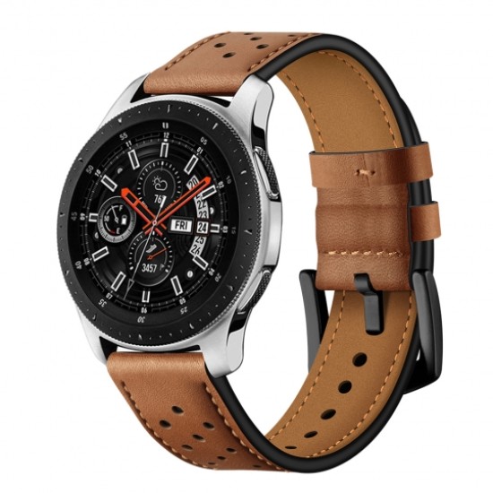 22mm Tech-Protect Leather Watchband Strap - Коричневый - кожанный ремешок для часов