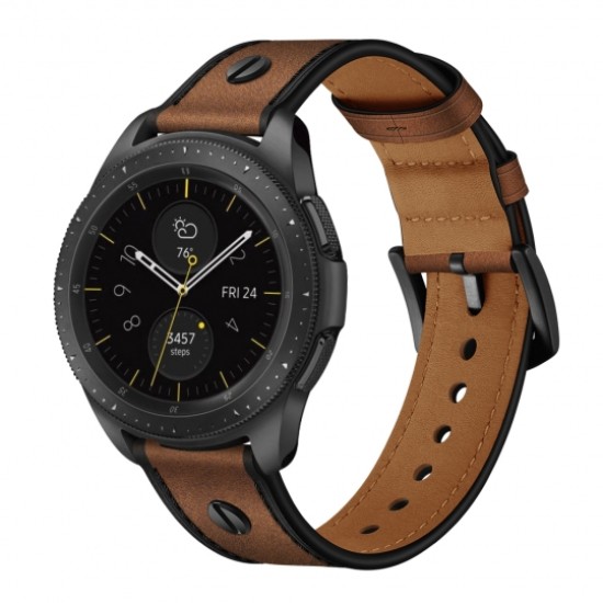 22mm Tech-Protect Screwband Leather Watchband Strap - Коричневый - кожанный ремешок для часов
