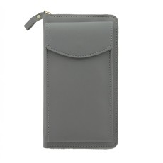 Universal Phone Bag and Wallet 19 x 11cm - Pelēks - universāls maks / kabatiņa telefonam ar siksniņu