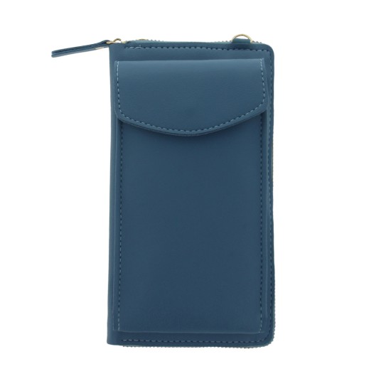 Universal Phone Bag and Wallet 19 x 11cm - Zils - universāls maks / kabatiņa telefonam ar siksniņu