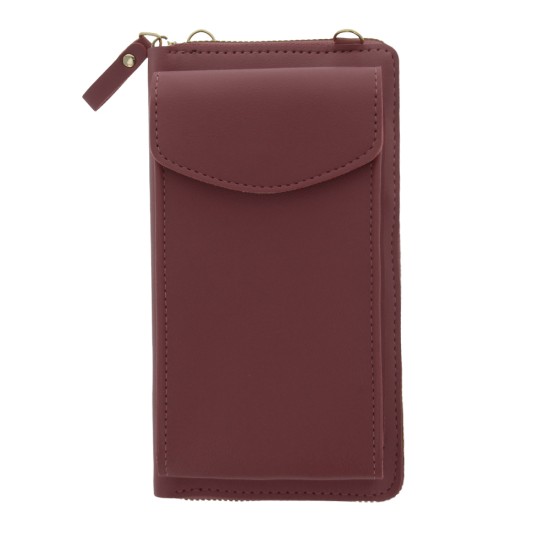 Universal Phone Bag and Wallet 19 x 11cm - Bordo - universāls maks / kabatiņa telefonam ar siksniņu