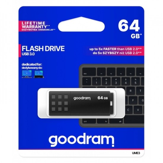 Goodram UME3 Flash Drive 64GB USB 3.0 Flash Atmiņa - Melna