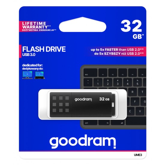 Goodram UME3 Flash Drive 32GB USB 3.0 Flash Atmiņa - Melna