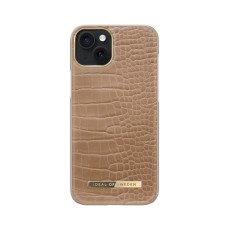 iDeal of Sweden Atelier AW21 Back Case priekš Apple iPhone 15 Plus - Camel Croco - mākslīgās ādas aizmugures apvalks ar iebūvētu metālisku plāksni / bampers-vāciņš